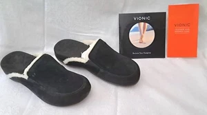 Zapatillas/mulas/pisas Vionic Sharon para mujer US 6 de gamuza negra, forradas de sherpa sintético - Imagen 1 de 5