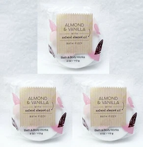 3 Bath & Body Works ALMOND & VANILLA Bath Fizzy Bomb Ball Fizz Tub Fun 4 oz - Picture 1 of 1