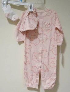 NWT Carter's Pink Lambs Romper With Hat & Socks Girl's Size 6 Months - Picture 1 of 2