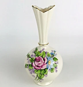 Vintage Weisley China Boudoir Bud Vase Hand Painted Rose Bouquet Gilded 7.5" - Picture 1 of 7