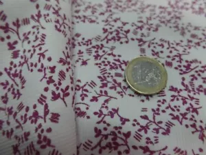 Pink Flower Printed White Milleraie Velvet Fabric - Picture 1 of 6