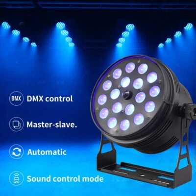 Pro Dj Stage Event Light 18 X 18W RGBWAUV 6IN1 Slim Led Par Flat Zoom Indoor - Image 1 of 4