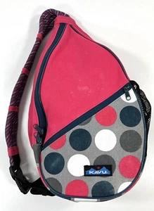 KAVU Paxton Pack Canvas Crossbody Rope Sling Bag Pink Dots Travel Outdoor Purse - Picture 1 of 14