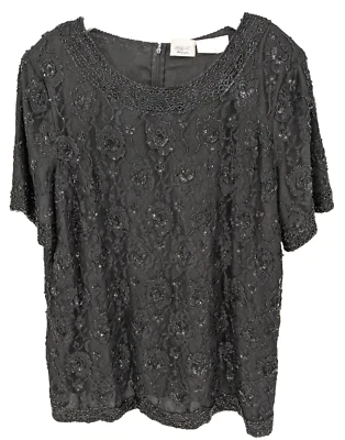 Top formal a la luz de las velas y champán 28W 60" busto negro cócteles con cuentas pesadas Foto 1 de 4