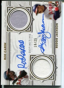 2022 TOPPS DEFINITIVE ROD CAREW REGGIE JACKSON DUAL AUTOGRAPH RELIC ANGELS 19/25 - Picture 1 of 2
