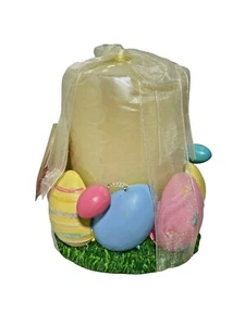 Easter Egg Candle Holder White Candle Spring Easter Pillar NEW Blossoms Blooms - Picture 1 of 8