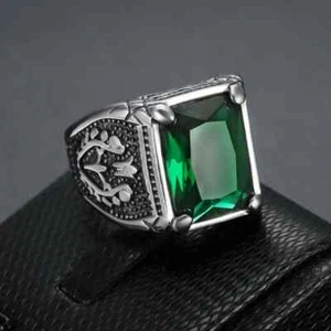 Anello uomo nuovo verde nero blu rosso zirconi acquamarina pietra quadrata misura 7-15 regalo - Foto 1 di 27