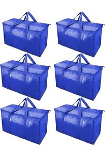 Ticonn Extra Large Moving Tote Bags with Zippers & Carrying Handles Blue 6 Pack