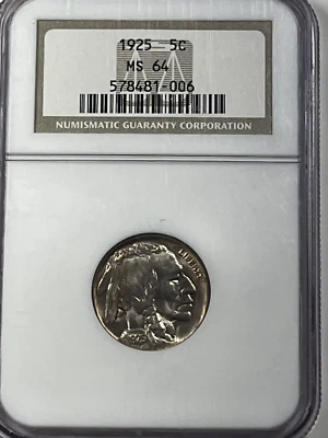 1925 Buffalo Nickel : NGC MS64 - Image 1 of 4