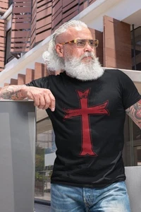Crusader Red Cross Knights Christian Jesus Tees Templar Cross Crusader T shirt - Picture 1 of 6