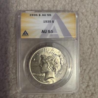 1935 P Peace Silver Dollar ANACS AU55 Tougher Date Peace - Image 1 of 2