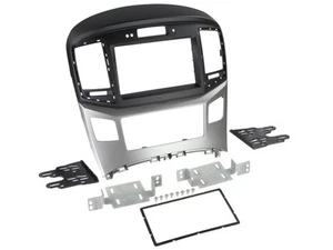 Einbaurahmen Doppel DIN Autoradio für Hyundai H1 ab 2015 Uhr schwarz-silber - Bild 1 von 2