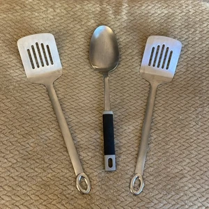 Two - Oneida Stainless Slotted Spatulas with  One - JA Henckels Stainless Spoon - Picture 1 of 5