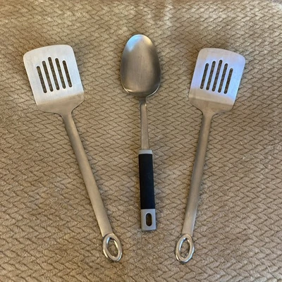 Two - Oneida Stainless Slotted Spatulas with  One - JA Henckels Stainless Spoon - Image 1 of 4