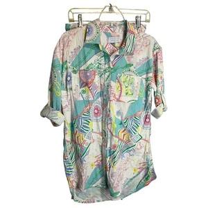 Talbots Aqua Club bunte Gaze Überwurf Oberteil und Hose - Bild 1 von 9