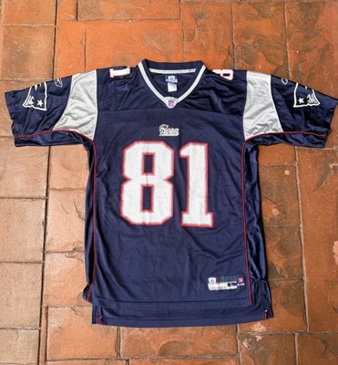 Camiseta deportiva de colección Reebok Randy Moss New England Patriots #81 On Field para hombre grande Foto 1 de 4