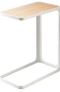 Yamazaki Home Small Metal and Wood Bedside Compact Side Table for White  - Picture 1 of 2
