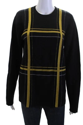 Paul Smith Women Pullover Black Merino Wool Check Crew Neck Long Sleeve Size L - Image 1 of 4