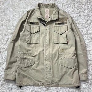WTAPS M-65 Military Jacket Beige Patch Cotton Zip-Up Size L - Picture 1 of 12