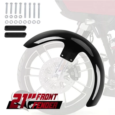 21" Vivid Black Wrap Front Fender For Harley Street Glide Road King Custom Foto 1 de 4