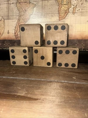 "Juego de 5 dados de madera grandes de 3 1/2"" - Juegos al aire libre - Fácil de ver - Dados huecos" Foto 1 de 4