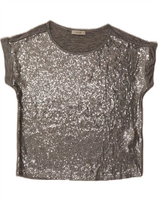 OASIS Womens Sequin Blouse Top UK 14 Medium Grey Polyester AO02 - Image 1 of 3