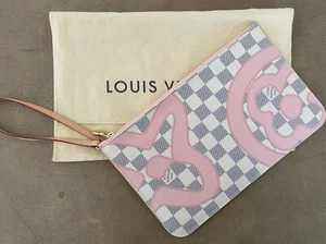 Louis Vuitton Pochette Wristlet & Dust bag Azur Rose Tahitienne Free Shipping - Picture 1 of 6