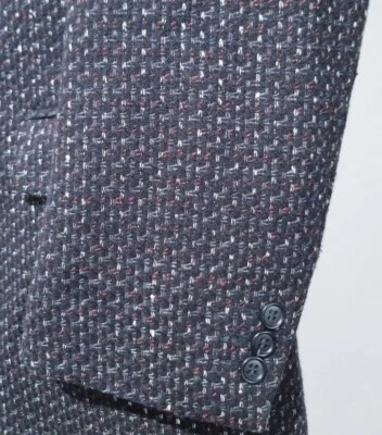 Chaqueta Blazer Abrigo Deportivo Vintage Rojo Negro Blanco Punto Tweed Doble Pecho 44R Foto 1 de 4