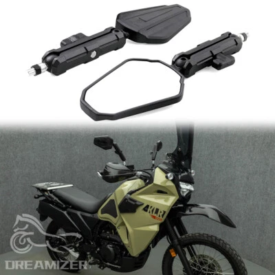 For Kawasaki KLR650 KLR 250 600 650 Black Motorcycle Rearview Adventure Mirrors - Image 1 of 4