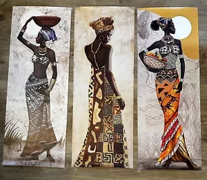 New 3 Canvas Posters Of African Women, Beautiful Wall Art 31.5”x12” Modern - Picture 1 of 7