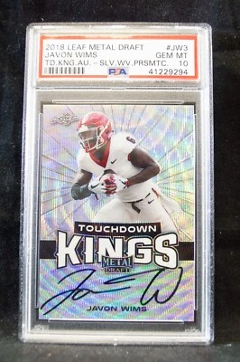 2018 Leaf Metal Draft Javon Wims #JW3 PSA 10 TD Kings AUTO SILVER Wave Georgia - Image 1 of 2