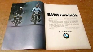 "BMW R75/5 1970 motocicleta "BMW Unwinds"" anuncio en color original - Imagen 1 de 1