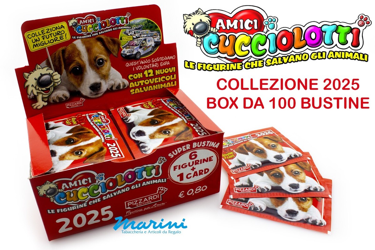 Box 100 Bustine Figurine Amici Cucciolotti 2025 Pizzardi &ndash; Nuovo