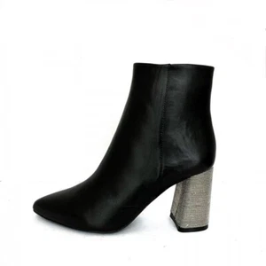 New Alice Olivia Delanie Chained Heeled Bootie $720 Black Silver Size 6 36 Boots - Picture 1 of 8