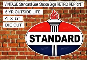 VINTAGE STANDARD GASOLINE STATION RETRO REPRINT DECAL STICKER LAMINATED - Picture 1 of 3