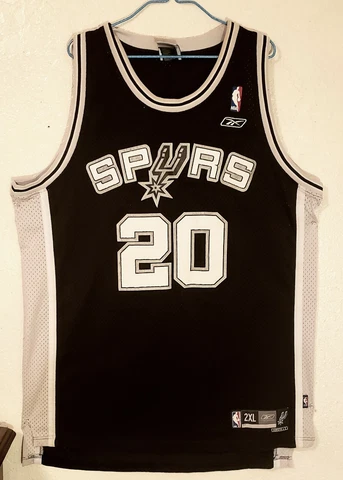 Manu Ginobili San Antonio SPURS Basketball Jersey (2XL) BLACK and WHITE Cover