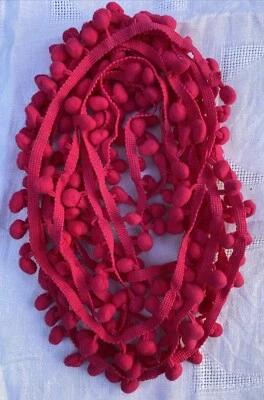 Bastel-Bordüre rosa mit kleinen Pompons, 5m x 2,3cm - Bild 1 von 3