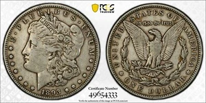 1893 Morgan Silver Dollar $1 PCGS VF30 Very Nice Gold Shield 4752 - Picture 1 of 5