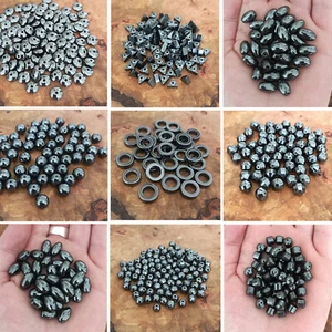 Hematite Gemstone Beads Manmade, Gunmetal Grey Metallic, Round, Disc, Triangle - Picture 1 of 18