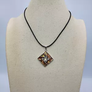 Kenneth Cole Abalone Geometric Pendant Necklace 16.5" - Picture 1 of 11