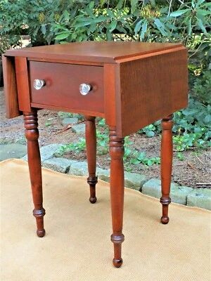 C1820 Sheraton Hoja Caída Mesa Té Costura Cereza Base con Arce Tigre Figurado Tapa Foto 1 de 4