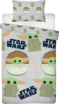 Juego de cama reversible funda nórdica individual Star Wars Mandalorian Baby Yoda Foto 1 de 2