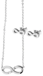 Schmuckset Unendlichkeit Collier Ohrringe Unendlichkeitszeichen Edelstahl 45 cm - Bild 1 von 2