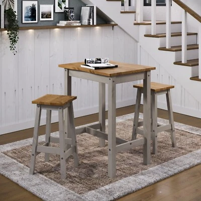Corona Grey Live Edge Large Rectangular High Breakfast Bar Table & Bar Stool Set - Image 1 of 4