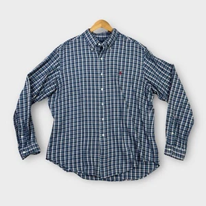 Vintage Ralph Lauren Plaid Flannel Shirt Mens XL Blue White 90s Pony Adult - Picture 1 of 14