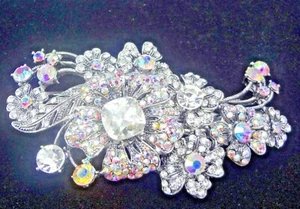 Kirk's Folly "Twilight Crystal Barrette" Hair Jewelry- Antique Silvertone  - Picture 1 of 7