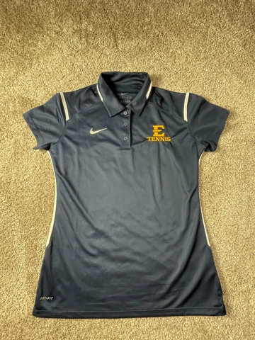 ETSU Buccaneers Tennis Nike Dri-Fit Polo Shirt Womens Medium Blue Casual Cover