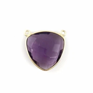 Bezel Gem Links - Gold Vermeil - Large Trillion - 18mm - Amethyst Quartz -1pc - Picture 1 of 3