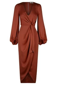 SHONA JOY Cocktail Midi Dress Burgundy Size AU 8 RRP 320 NEW WITH DEFECTS - Picture 1 of 4