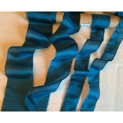 Teal Blue 100% Silk Habotai Ribbon ( 4 Widths to choose from) - Image 1 of 2